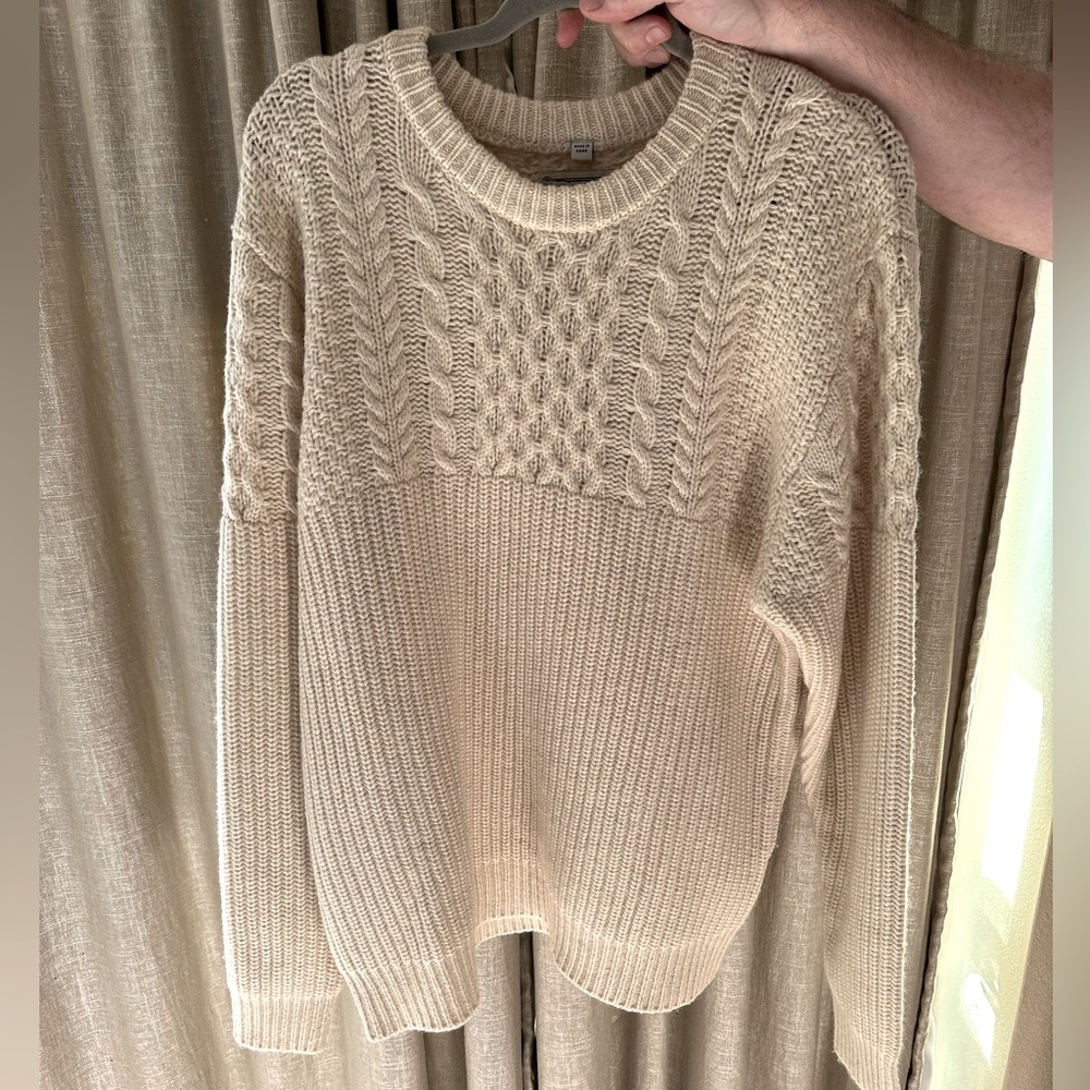 Men’s Schott Bros. NYC Beige 1/2 cable wool sweater